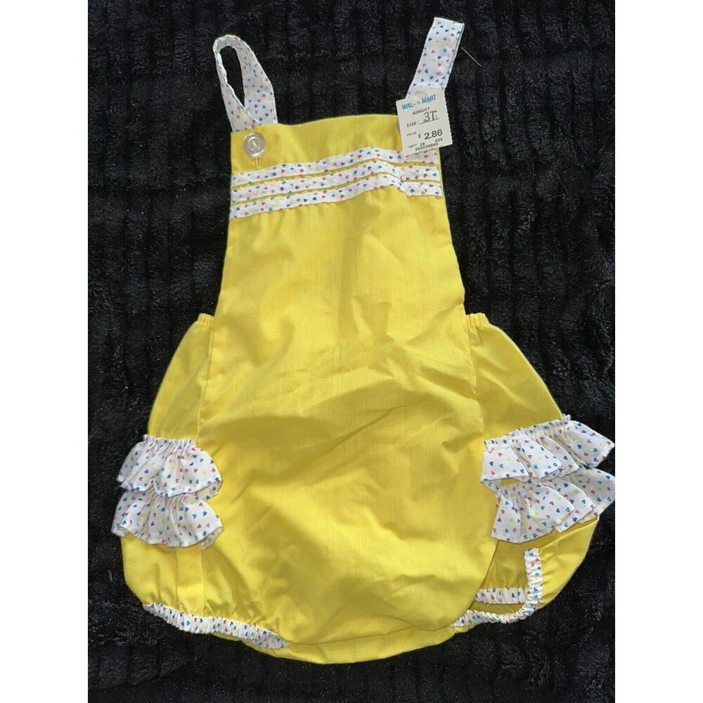 Vtg Polar Infantswear Girls Romper Ruffle Bottom Hearts 3T NWT Made In USA